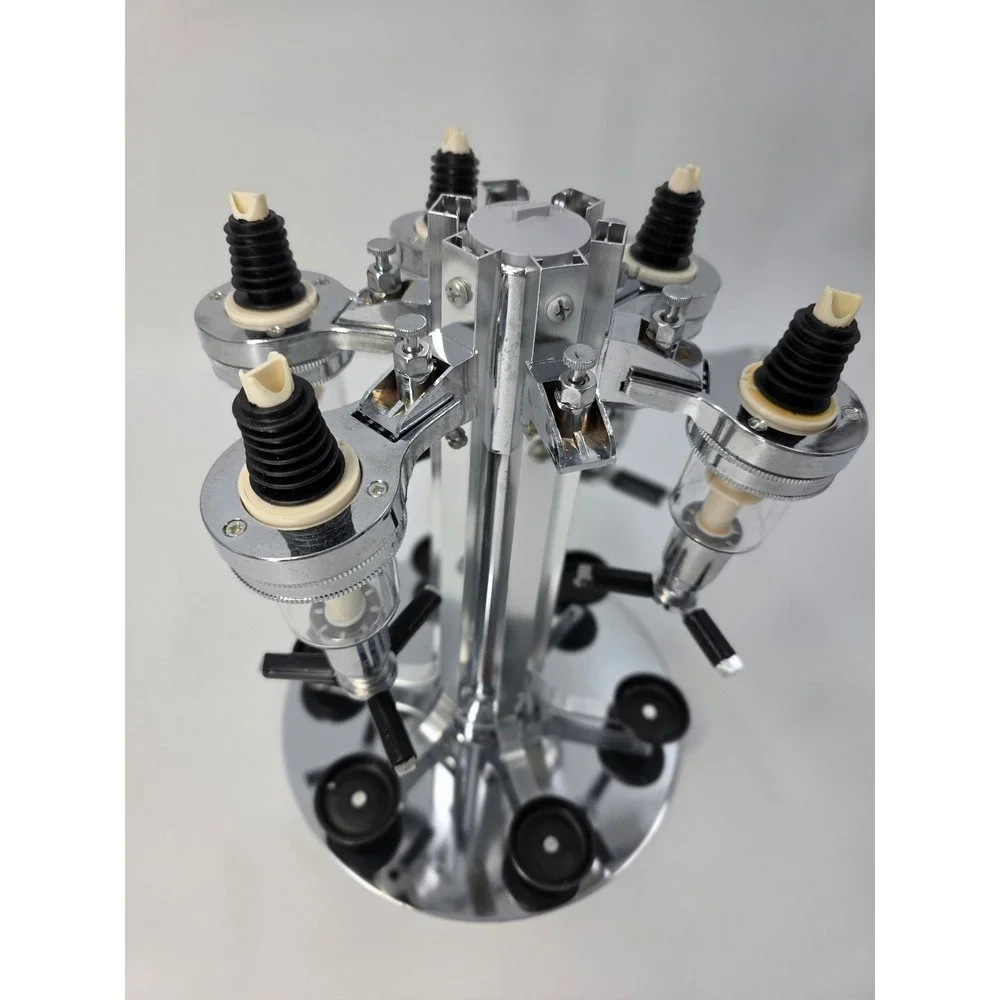 Chrome Rotating Liquor Dispenser Carousel Bar Drink Pourer Stand 5 Bottle Statio